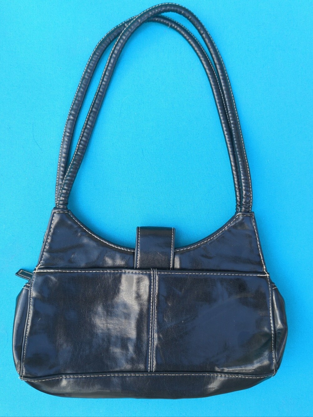 Vintage Y2K Fiorelli Black Faux Leather Underarm Shoulder Bag - Contrast Stitch